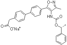structure of CAS# 1345614-59-6, 4'-[3-甲基-4-[[[(1R)-1-苯基乙氧基]羰基]氨基]-5-异恶唑基]联苯-4-乙酸钠盐