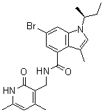 structure of CAS# 1346574-54-6, (S)-6-溴-1-(仲丁基)-N-[(4,6-二甲基-2-氧代-1,2-二氢吡啶-3-基)甲基]-3-甲基-1H-吲哚-4-甲酰胺