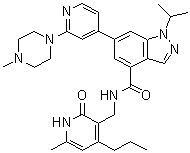 structure of CAS# 1346704-33-3, 1-异丙基-N-[(6-甲基-2-氧代-4-丙基-1,2-二氢-3-吡啶基)甲基]-6-[2-(4-甲基-1-哌嗪基)-4-吡啶基]-1H-吲唑-4-甲酰胺