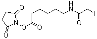 CAS # 134759-23-2, Succinimidyl-6-[(iodoacetyl)amino]hexanoate, SIAX, N-[6-[(2,5-Dioxo-1-pyrrolidinyl)oxy]-6-oxohexyl]-2-iodoacetamide