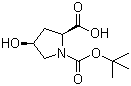 structure of CAS# 135042-12-5, (2R,4R)-N-Boc-4-hydroxypyrrolidine-2-carboxylic acid