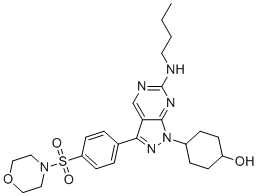 CAS # 1350549-36-8, UNC 1025, 4-[6-(butylamino)-3-(4-morpholin-4-ylsulfonylphenyl)pyrazolo[3,4-d]pyrimidin-1-yl]cyclohexan-1-ol
