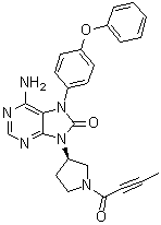 CAS # 1351636-18-4, Tirabrutinib, 6-amino-9-[(3R)-1-(2-butynoyl)-3-pyrrolidinyl]-7-(4-phenoxyphenyl)-7,9-dihydro-8H-purin-8-one, ONO 4059