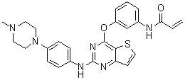structure of CAS# 1353550-13-6, N-[3-[[2-[[4-(4-甲基-1-哌嗪基)苯基]氨基]噻吩并[3,2-d]嘧啶-4-基]氧基]苯基]-2-丙烯酰胺