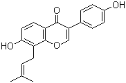 CAS # 135384-00-8, 8-Prenyldaidzein, 7-Hydroxy-3-(4-hydroxyphenyl)-8-(3-methyl-2-buten-1-yl)-4H-1-benzopyran-4-one