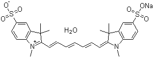 CAS # 135408-43-4, 2-[7-(1,3-Dihydro-1,3,3-trimethyl-5-sulfo-2H-indol-2-ylidene)-1,3,5-heptatrienyl]-1,3,3-trimethyl-5-sulfo-3H-indolium inner salt sodium salt monohydrate