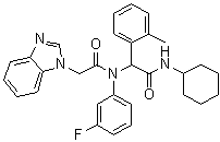 structure of CAS# 1355326-21-4, N-[2-(环己基氨基)-1-(2-甲基苯基)-2-氧代乙基]-N-(3-氟苯基)-1H-苯并咪唑-1-乙酰胺