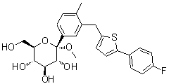 CAS 登录号：1358581-37-9, 甲基 1-C-[3-[[5-(4-氟苯基)-2-噻吩基]甲基]-4-甲基苯基]-alpha-D-吡喃葡萄糖苷