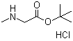CAS # 136088-69-2, Sarcosine tert-butyl ester hydrochloride, N-Methylglycine 1,1-dimethylethyl ester hydrochloride, N-Methylglycine tert-butyl ester hydrochloride, tert-Butyl 2-(methylamino)acetate hydrochloride, tert-Butyl N-methylaminoacetate hydrochloride, tert-Butyl sarcosinate hydrochloride, tert-Butyl sarcosine hydrochloride