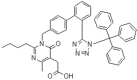 CAS # 1361024-33-0, 2-Butyl-1,6-dihydro-4-methyl-6-oxo-1-[[2'-[1-(triphenylmethyl)-1H-tetrazol-5-yl][1,1'-biphenyl]-4-yl]methyl]-5-pyrimidineacetic acid