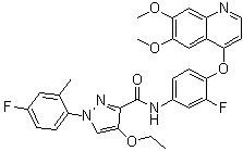 structure of CAS# 1361030-48-9, N-[4-[(6,7-Dimethoxy-4-quinolinyl)oxy]-3-fluorophenyl]-4-ethoxy-1-(4-fluoro-2-methylphenyl)-1H-pyrazole-3-carboxamide