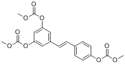 CAS # 1361333-19-8, Resveratrol tris(methyl carbonate), [4-[(E)-2-[3,5-bis(methoxycarbonyloxy)phenyl]ethenyl]phenyl] methyl carbonate