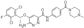 CAS # 1365267-27-1, X 396, 6-Amino-5-[(1R)-1-(2,6-dichloro-3-fluorophenyl)ethoxy]-N-[4-[(4-methyl-1-piperazinyl)carbonyl]phenyl]-3-pyridazinecarboxamide