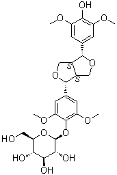 structure of CAS# 137038-13-2, (-)-丁香树脂酚-4-O-beta-D-吡喃葡萄糖苷