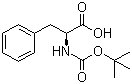 CAS # 13734-34-4, N-(tert-Butoxycarbonyl)-L-phenylalanine, N-[(1,1-Dimethylethoxy)carbonyl]-L-phenylalanine, Boc-L-phenylalanine, Boc-Phe-OH