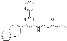 CAS # 1373423-53-0, N-[2-(2-Pyridinyl)-6-(1,2,4,5-tetrahydro-3H-3-benzazepin-3-yl)-4-pyrimidinyl]-beta-alanine ethyl ester