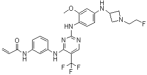 structure of CAS# 1375465-09-0, N-[3-[[2-[[4-[[1-(2-氟乙基)-3-氮杂环丁基]氨基]-2-甲氧基苯基]氨基]-5-(三氟甲基)-4-嘧啶基]氨基]苯基]-2-丙烯酰胺