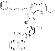 structure of CAS# 137590-32-0, (8a,9R)-辛可宁-9-醇单[[(S)-[(1R)-2-甲基-1-(1-氧代丙氧基)丙氧基](4-苯基丁基)氧膦基]乙酸]盐