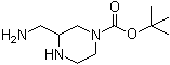 structure of CAS# 1376099-80-7, 3-(氨基甲基)-1-哌嗪羧酸叔丁酯