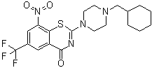 2-(4-(Cyclohexylmethyl)piperazin-1-yl)-8-nitro-6-trifluoromethyl-4H-1,3-benzothiazin-4-one molecular structure (CAS 1377239-83-2)