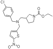 CAS # 1379686-30-2, SR 9009, 3-[[[(4-Chlorophenyl)methyl][(5-nitro-2-thienyl)methyl]amino]methyl]-1-pyrrolidinecarboxylic acid ethyl ester