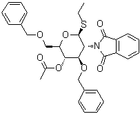 CAS 登录号：138730-66-2, 乙基 2-脱氧-2-(1,3-二氢-1,3-二氧代-2H-异吲哚-2-基)-3,6-二-O-(苯基甲基)-1-硫代-beta-D-吡喃葡萄糖苷 4-乙酸酯