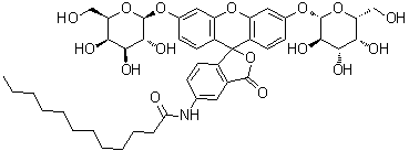 structure of CAS# 138777-25-0, N-[3',6'-二(beta-D-吡喃半乳糖基氧基)-3-氧代螺[异苯并呋喃-1(3H),9'-[9H]氧杂蒽]-5-基]十二烷酰胺