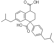 CAS # 1391054-15-1, 1,2,3,4-Tetrahydro-7-(2-methylpropyl)-1-[4-(2-methylpropyl)phenyl]-1,4-naphthalenedicarboxylic acid