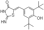 CAS # 139226-28-1, Darbufelone, 5-((Z)-3,5-Di-tert-butyl-4-hydroxybenzylidene)-2-imino-4-thiazolidinone, (5Z)-2-Amino-5-[(4-hydroxy-3,5-ditert-butyl-phenyl)methylidene]-1,3-thiazol-4-one