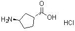structure of CAS# 1392803-15-4, (1R,3R)-rel-3-Aminocyclopentanecarboxylic acid hydrochloride (1:1)