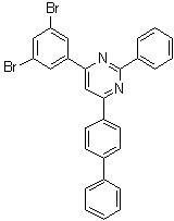 structure of CAS# 1393350-29-2, 4-[1,1'-Biphenyl]-4-yl-6-(3,5-dibromophenyl)-2-phenylpyrimidine