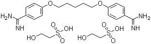 CAS # 140-64-7, Pentamidine isethionate, 4,4'-(Pentamethylenedioxy)dibenzamidine bis(2-hydroxyethanesulfonate)