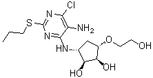 CAS # 1402150-32-6, (1S,2S,3S,5R)-3-(2-Hydroxyethoxy)-5-[[5-amino-6-chloro-2-(propylthio)pyrimidin-4-yl]amino]cyclopentane-1,2-diol