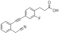 CAS # 1402601-82-4, 4-[2-[2-(Cyanomethyl)phenyl]ethynyl]-2-fluorobenzenepropanoic acid, TUG-770