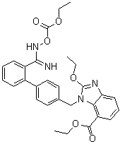 structure of CAS# 1403474-75-8, 2-乙氧基-1-[[2'-[[[(乙氧羰基)氧基]氨基]亚氨基甲基][1,1'-联苯]-4-基]甲基]-1H-苯并咪唑-7-羧酸乙酯