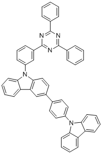 structure of CAS# 1407183-70-3, 3-(4-(9H-咔唑-9-基)苯基)-9-(3-(4,6-二苯基-1,3,5-三嗪-2-基)苯基)-9H-咔唑