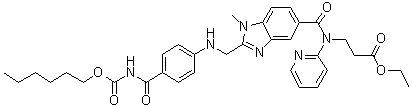 CAS # 1408238-40-3, N-[[2-[[[4-[[[(Hexyloxy)carbonyl]amino]carbonyl]phenyl]amino]methyl]-1-methyl-1H-benzimidazol-5-yl]carbonyl]-N-2-pyridinyl-beta-alanine ethyl ester