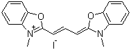 CAS # 14134-79-3, 3,3'-Dimethyloxacarbocyanine iodide, 3-Methyl-2-[3-(3-methyl-3H-benzoxazol-2-ylidene)prop-1-enyl]benzoxazolium iodide