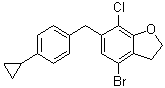 structure of CAS# 1415477-23-4, 4-溴-7-氯-6-[(4-环丙基苯基)甲基]-2,3-二氢-苯并呋喃