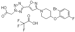 CAS # 1415559-41-9, 5-[3-[4-(2-Bromo-5-fluorophenoxy)-1-piperidinyl]-5-isoxazolyl]-2H-tetrazole-2-acetic acid  2,2,2-trifluoroacetate (1:1), MK8245 Trifluoroacetate