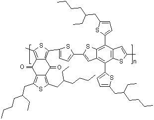 CAS 登录号：1415929-80-4, 聚[[4,8-二[5-(2-乙基己基)-2-噻吩基]苯并[1,2-b:4,5-b']二噻吩-2,6-二基]-2,5-噻吩二基[5,7-二(2-乙基己基)-4,8-二氧代-4H,8H-苯并[1,2-c:4,5-c']二噻吩-1,3-二基]]