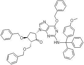 structure of CAS# 142217-79-6, (2R,3S,5S)-3-苄氧基-5-[2-[[(4-甲氧基苯基)二苯基甲基]氨基]-6-苄氧基-9H-嘌呤-9-基]-2-苄氧基甲基环戊酮