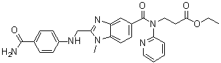 N-[[2-[[[4-(Aminocarbonyl)phenyl]amino]methyl]-1-methyl-1H-benzimidazol-5-yl]carbonyl]-N-2-pyridinyl-beta-alanine ethyl ester molecular structure (CAS 1422435-41-3)