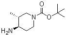 structure of CAS# 1428341-13-2, (3R,4R)-rel-4-氨基-3-甲基-1-哌啶羧酸叔丁酯