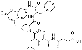 CAS 登录号：142997-31-7, N-(3-羧基-1-氧代丙基)-L-丙氨酰-L-亮氨酰-L-脯氨酰-N-(4-甲基-2-氧代-2H-1-苯并吡喃-7-基)-L-苯丙氨酰胺