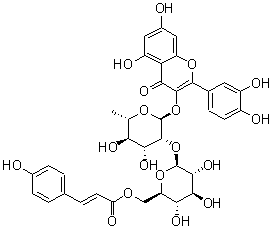 CAS # 143061-65-8, Quercetin 3-O-beta-D-(6''-p-coumaroyl)glucopyranosyl(1→2)-alpha-L-rhamnopyranoside