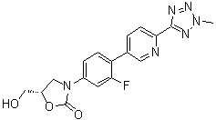 CAS # 1431699-67-0, (S)-Tedizolid, (5S)-3-[3-Fluoro-4-[6-(2-methyl-2H-tetrazol-5-yl)-3-pyridinyl]phenyl]-5-(hydroxymethyl)-2-oxazolidinone