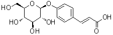 CAS # 14364-05-7, 3-[4-(beta-D-Glucopyranosyloxy)phenyl]-2-propenoic acid, Glucosido-p-coumaric acid, p-(Glucosyloxy)cinnamic acid, p-Coumaric acid 4-O-beta-D-glucopyranoside, p-Coumaric acid glucoside, p-Coumaric acid beta-glucoside