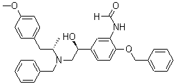 CAS # 143687-23-4, rel-N-[5-[(1R)-1-Hydroxy-2-[[(1R)-2-(4-methoxyphenyl)-1-methylethyl](phenylmethyl)amino]ethyl]-2-(phenylmethoxy)phenyl]formamide, (R*,R*)-N-[5-[1-Hydroxy-2-[[2-(4-methoxyphenyl)-1-methylethyl](phenylmethyl)amino]ethyl]-2-(phenylmethoxy)phenyl]formamide
