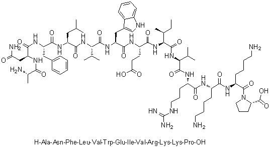 CAS 登录号：143784-00-3, L-丙氨酰-L-天冬氨酰胺酰-L-苯丙氨酰-L-亮氨酰-L-缬氨酰-L-色氨酰-L-alpha-谷氨酰-L-异亮氨酰-L-缬氨酰-L-精氨酰-L-赖氨酰-L-赖氨酰-L-脯氨酸